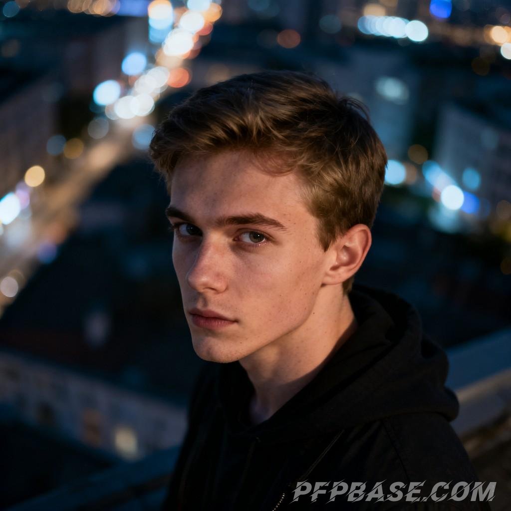 Image 6: urban youth, night street, esports player, glance back, light and shadow effect, stern expression