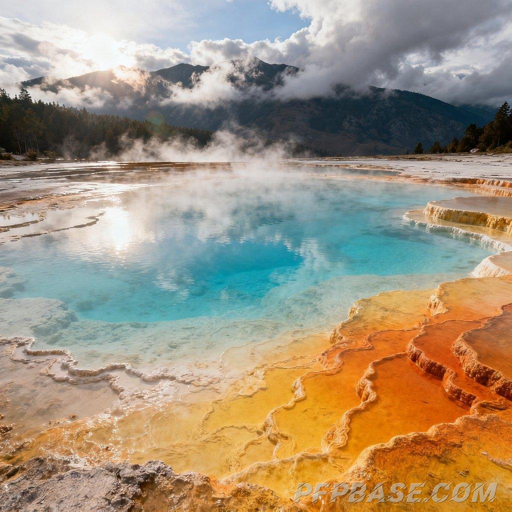 Image 3: surreal, dreamy, hot spring, landscape, vibrant colors
