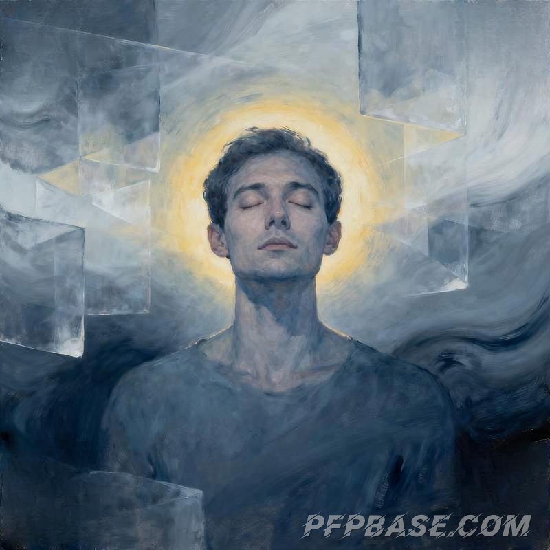 Image 5: male portrait, cliff at dusk, morning mist forest, dream realm, abandoned library, desert canyon