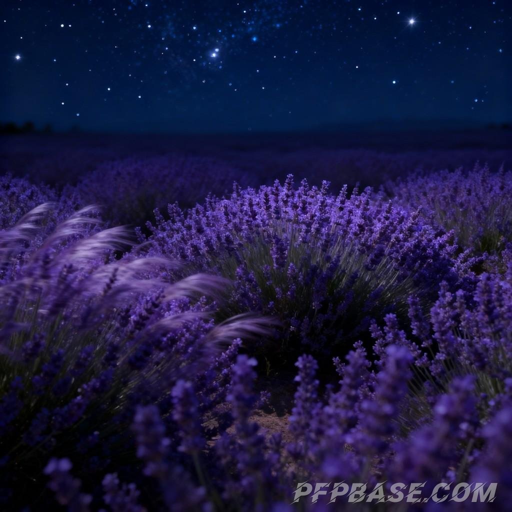 Image 6: dreamlike, purple, sea of flowers, blue sky, romantic