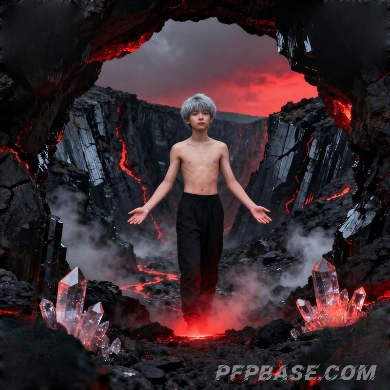 Image 1: young man, mountain range, rooftop terrace, forest glade, grassy plain