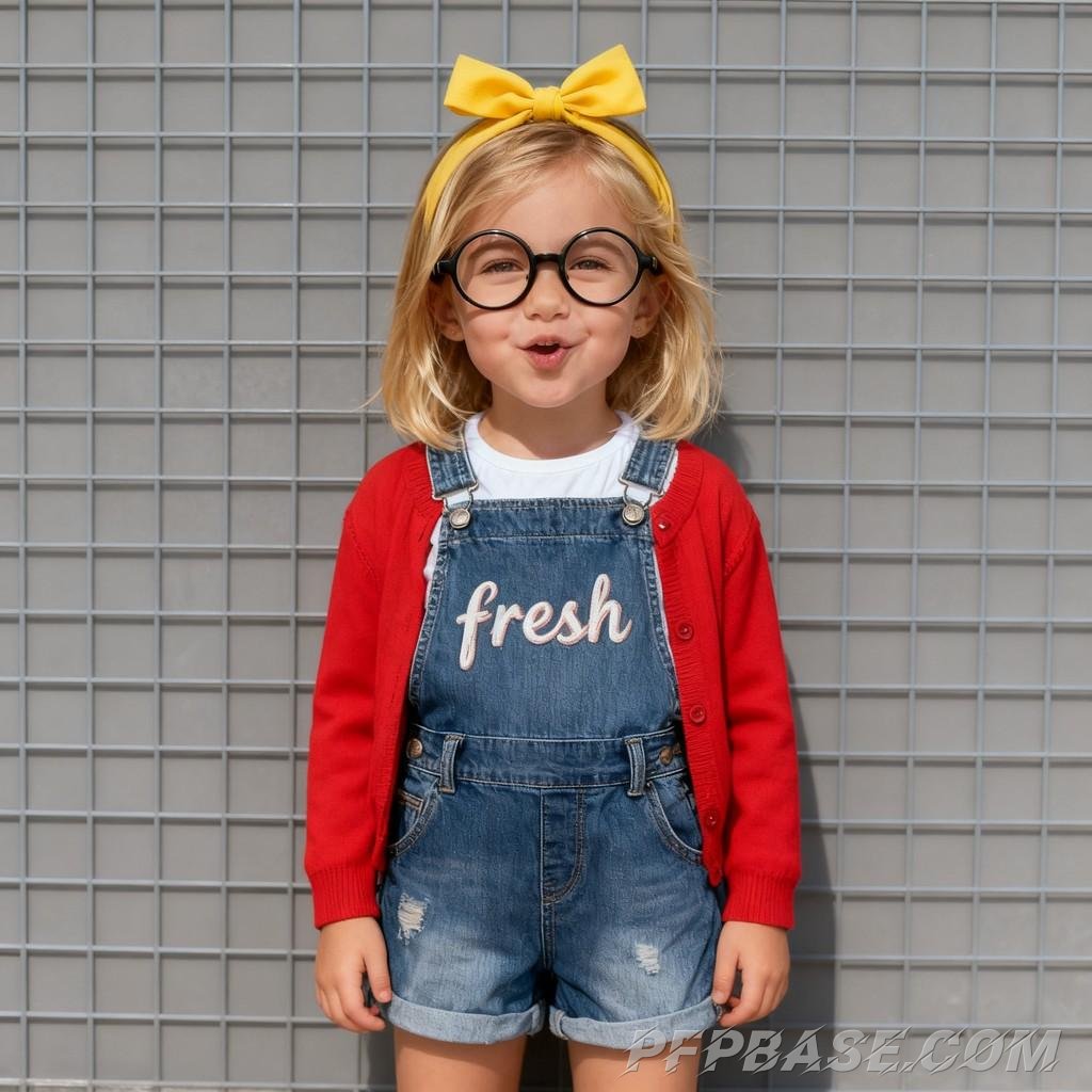 Image 4: cute, little girl, round glasses, diverse, stylish
