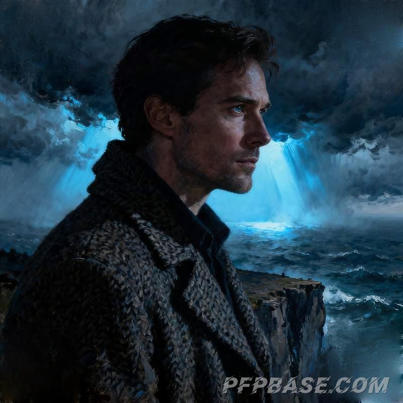 Image 7: male profile, city rooftop, desert oasis, industrial factory, volcanic plateau, rainy night alley