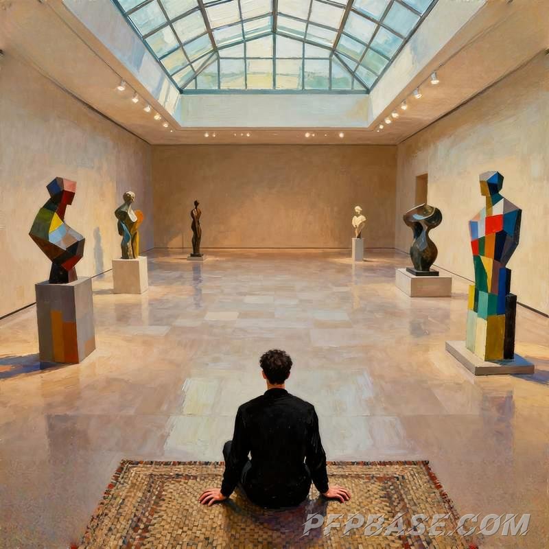 Image 4: aloof man, urban rooftop, misty river pier, subway tunnel, stormy cliff edge