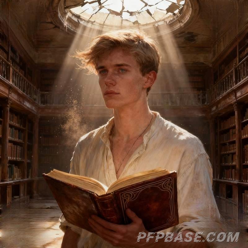 Image 7: man, city night view, library, desert oasis, skywalk, forest cabin