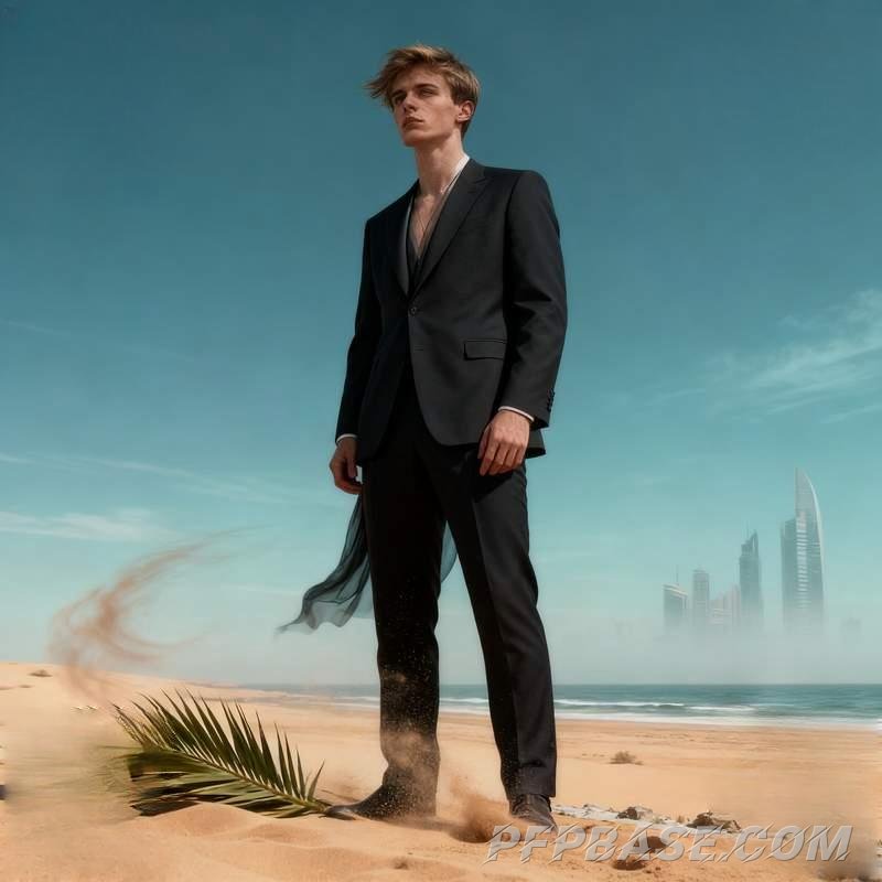 Image 8: man, city night view, library, desert oasis, skywalk, forest cabin