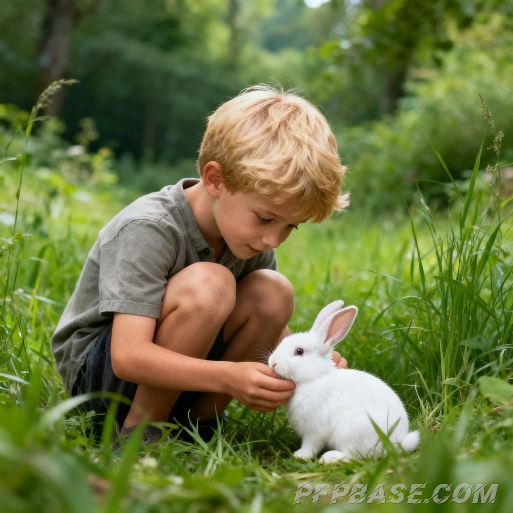 Image 2: European little boy, serenity, harmony, nature, healing