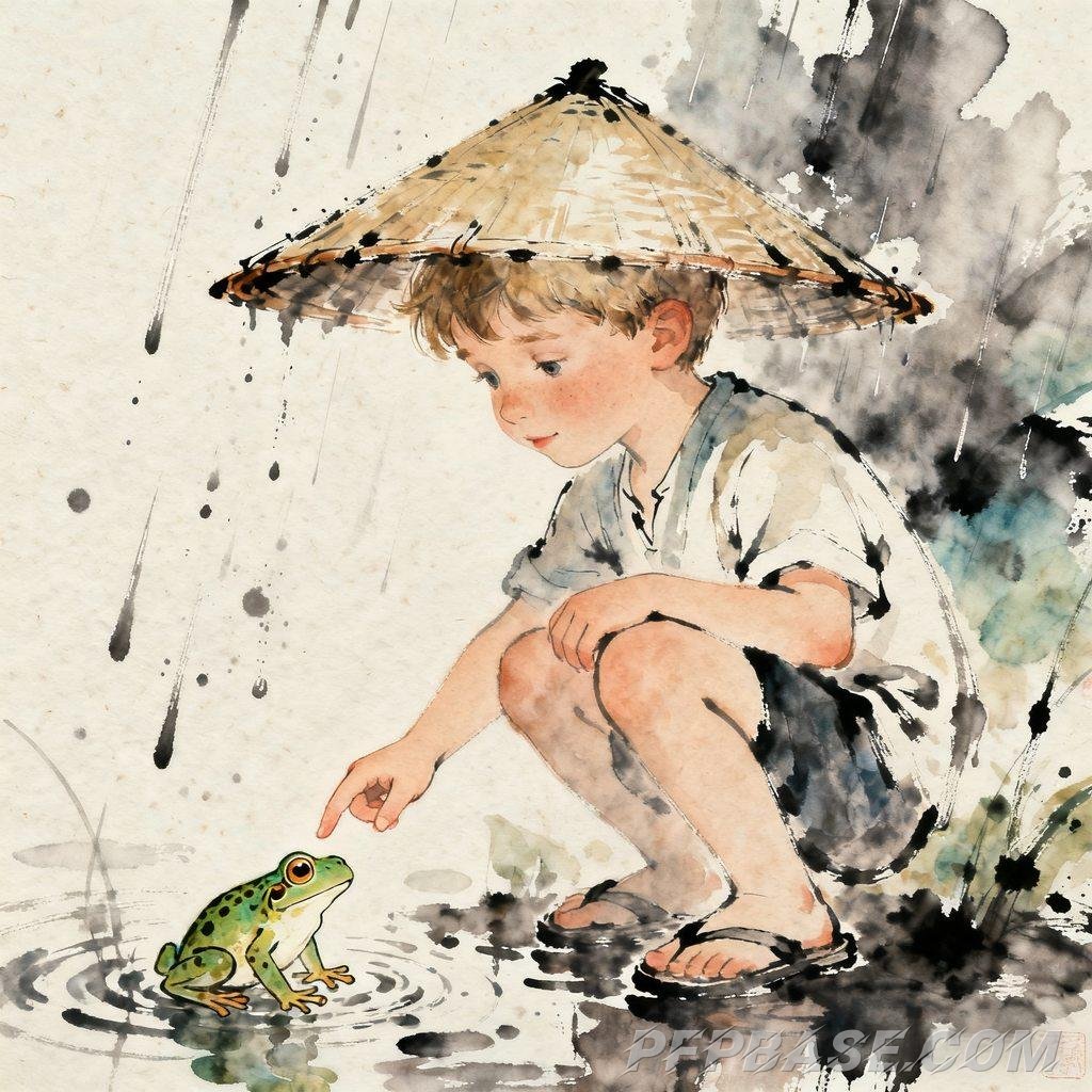 Image 3: European little boy, serenity, harmony, nature, healing