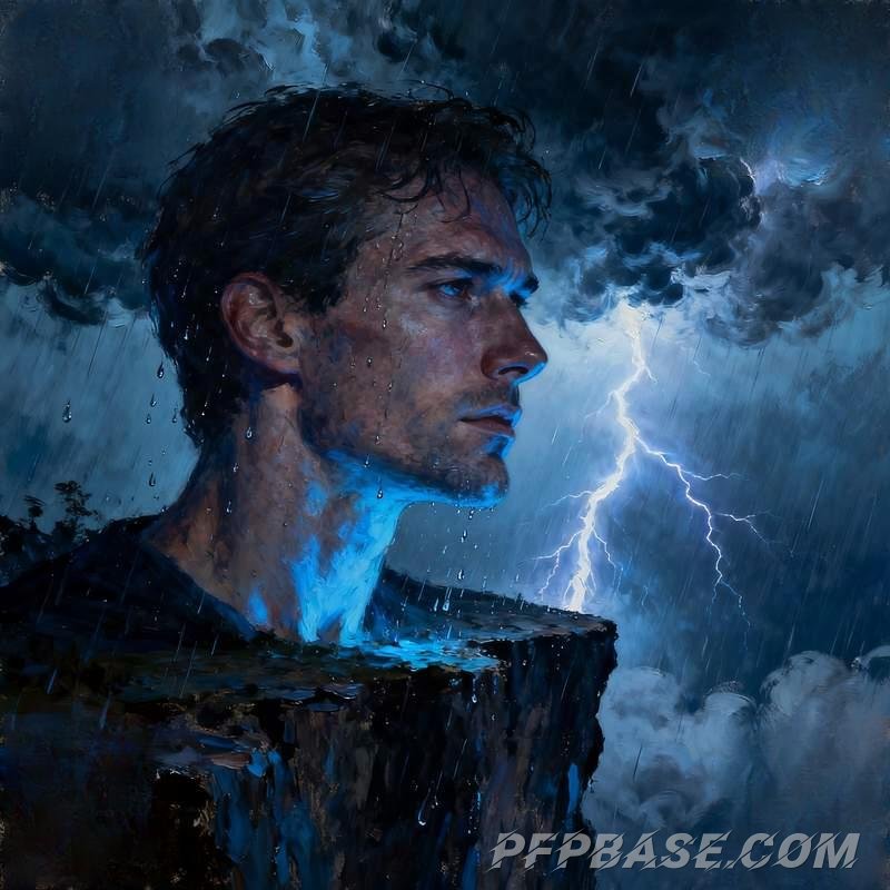 Image 1: male portrait, cliff storm, desert starry sky, glacier cave, abandoned church, volcanic lake