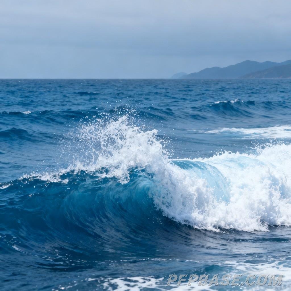 Image 3: waves, mountain range, sky, cloud layer, radiance