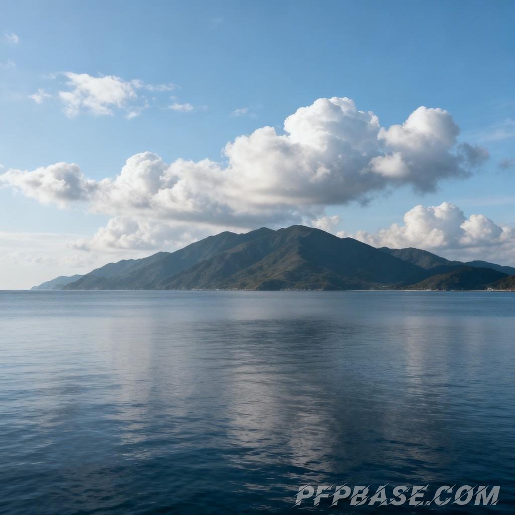 Image 7: waves, mountain range, sky, cloud layer, radiance