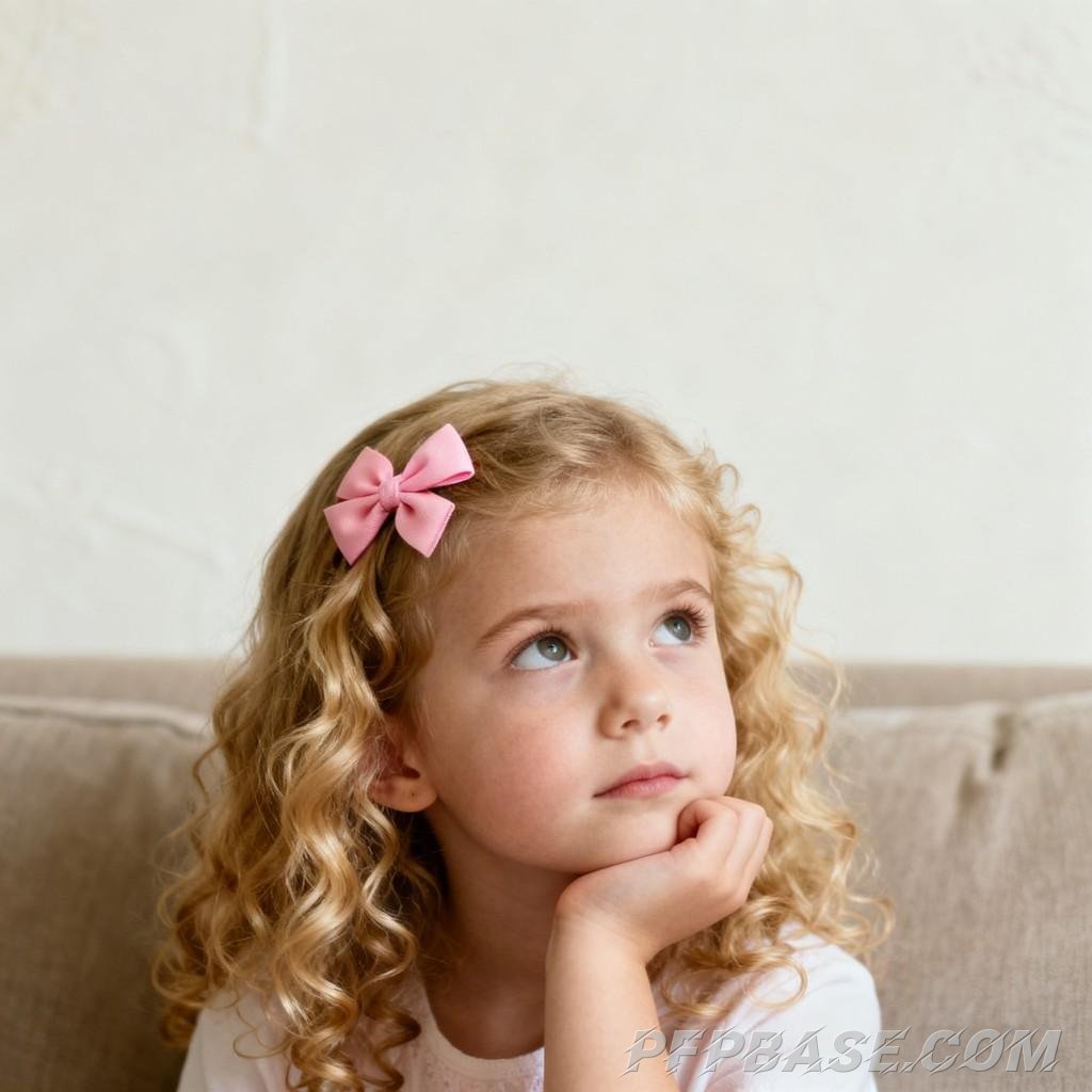 Image 7: blonde hair, blue eyes, smile, warmth, contemplation