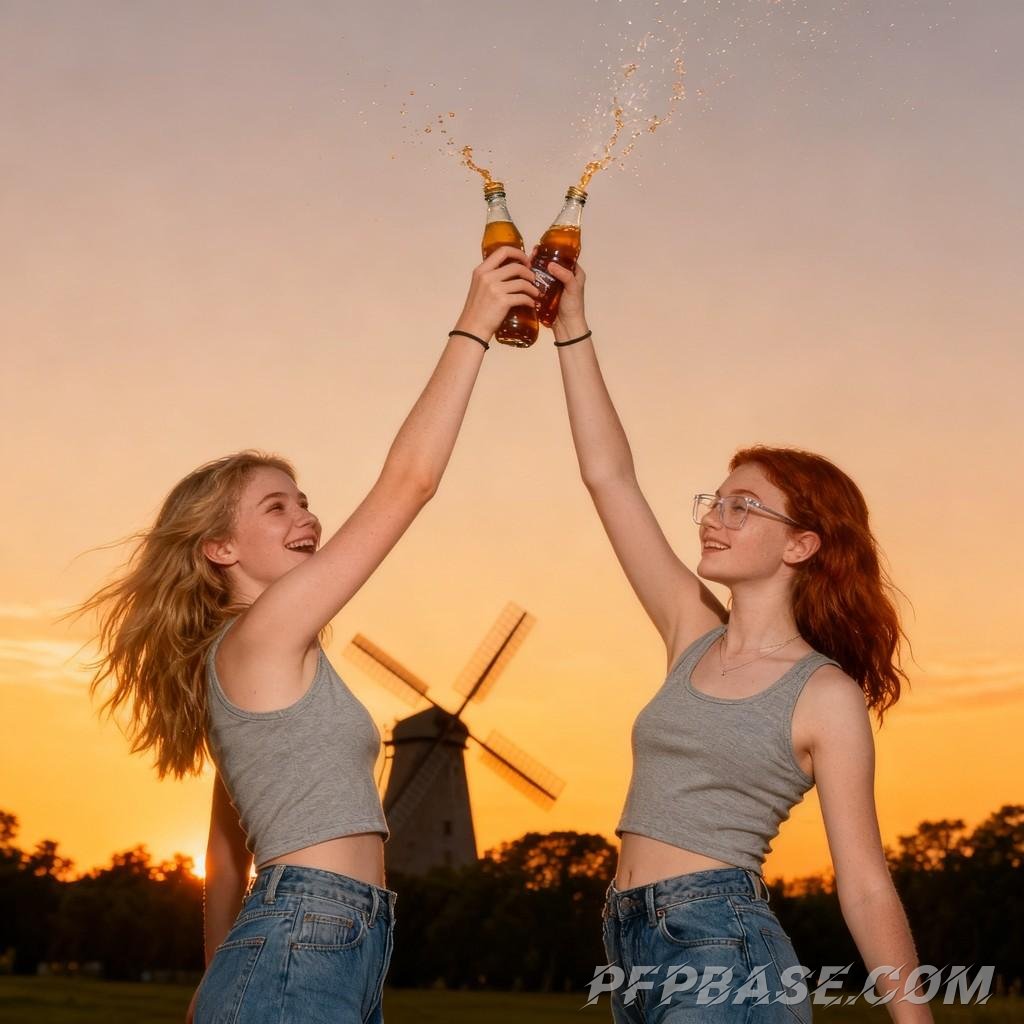 Image 2: red-haired maiden, girl in backlight, fruit-themed maiden, short-haired girl, café maiden, sunset ce