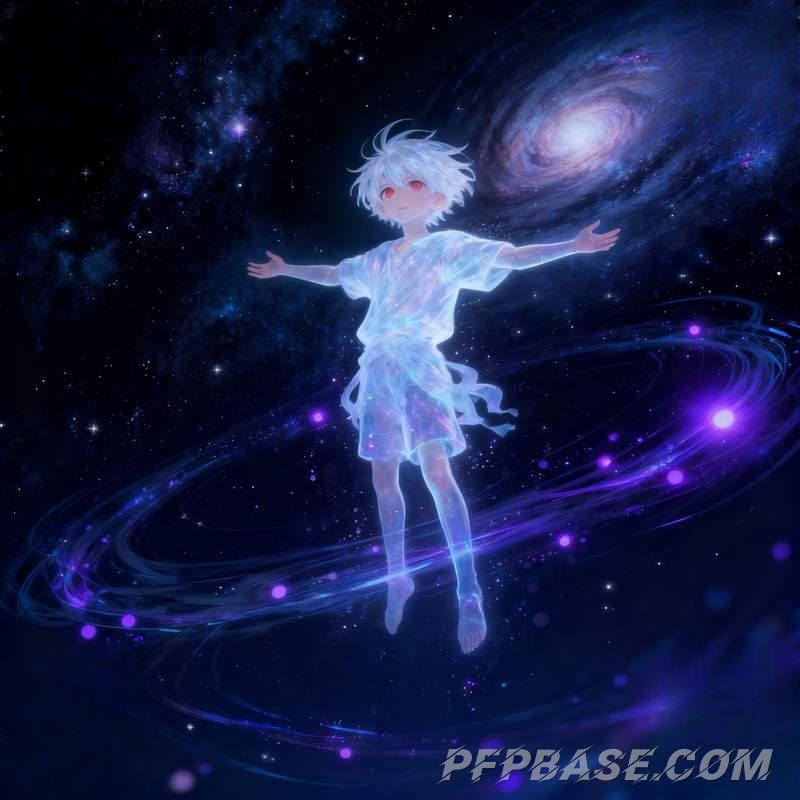 Image 5: anime boy, nebula spirit, feather mask, desert youth, church light and shadow, lake reflection