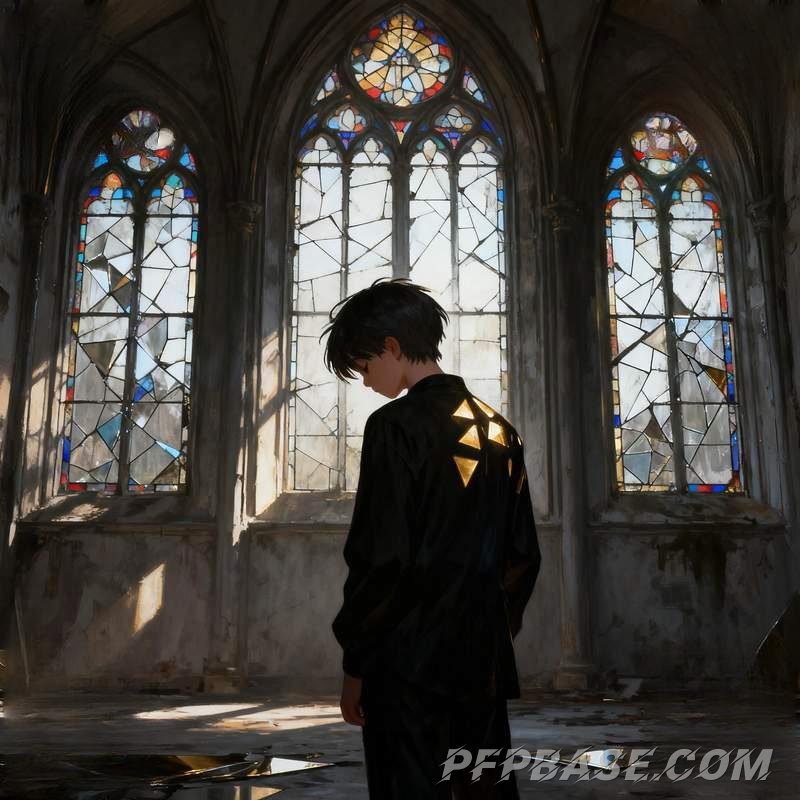 Image 8: anime boy, nebula spirit, feather mask, desert youth, church light and shadow, lake reflection