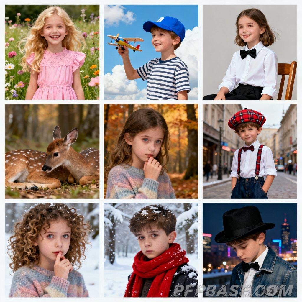 Image 1: innocence, fashion, childlike charm, warmth, melancholy