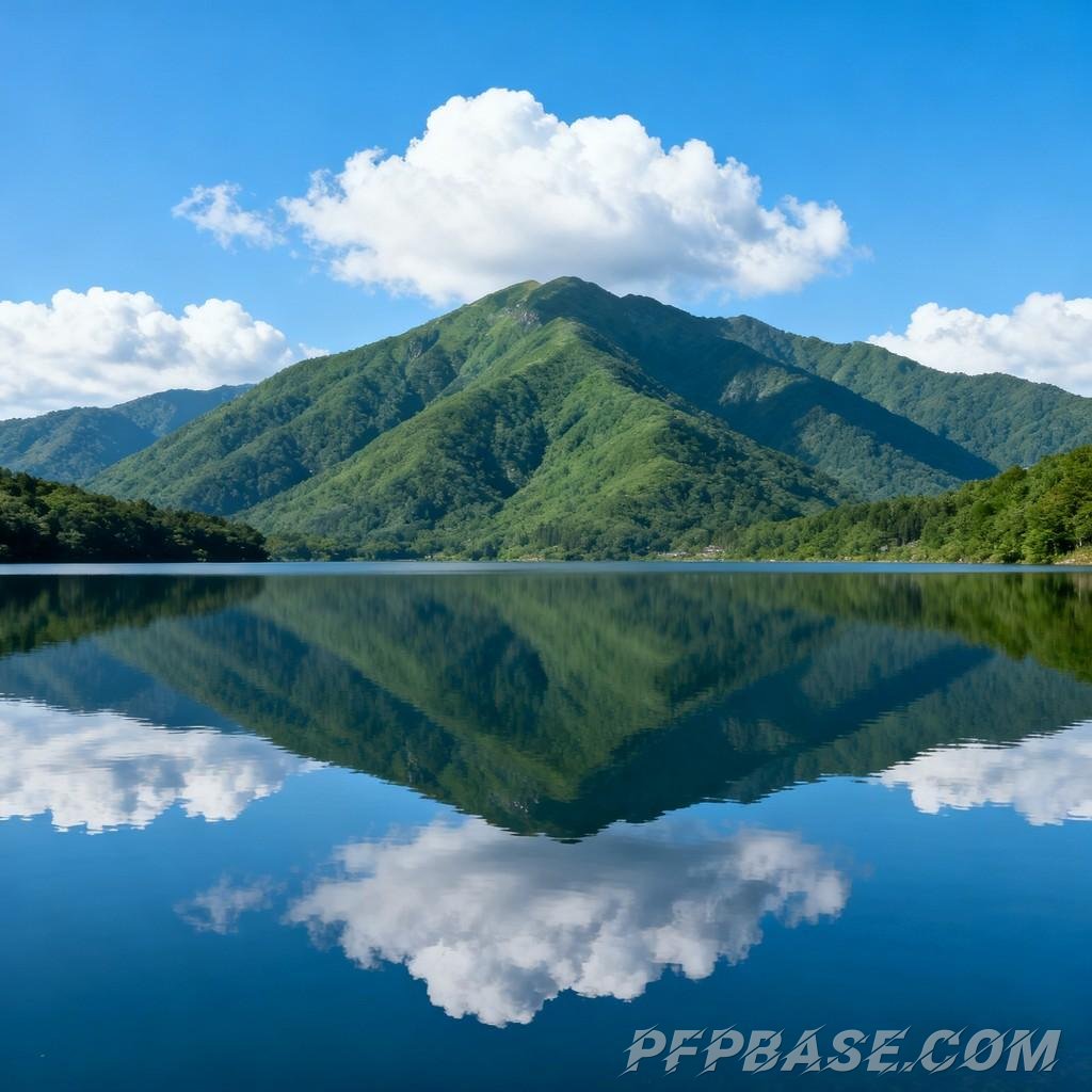 Image 3: lake and mountain scenery, emerald forest, towering peaks, morning mist, sunset glow