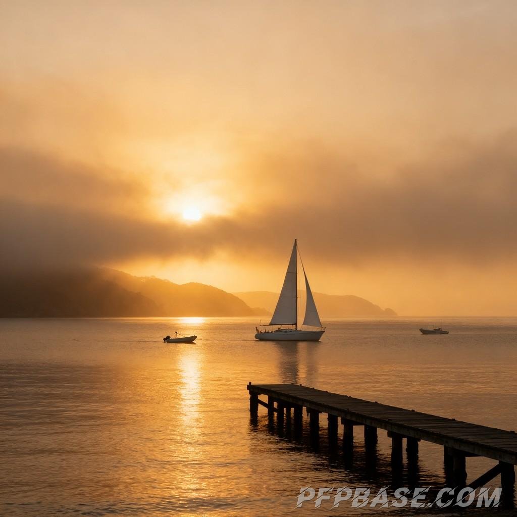Image 2: coastal sunrise, tranquil shore, dawn beauty, twilight beach, enchanting bay