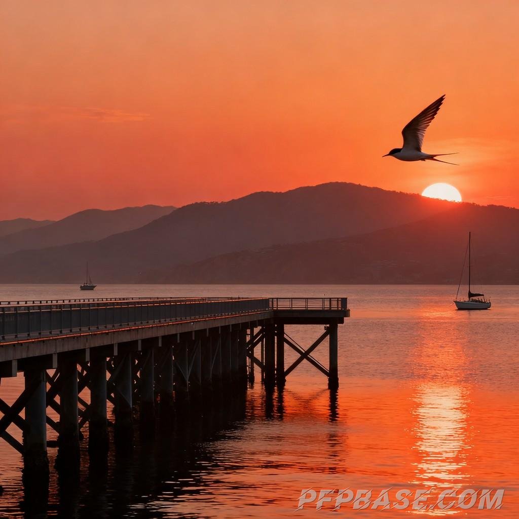 Image 8: coastal sunrise, tranquil shore, dawn beauty, twilight beach, enchanting bay
