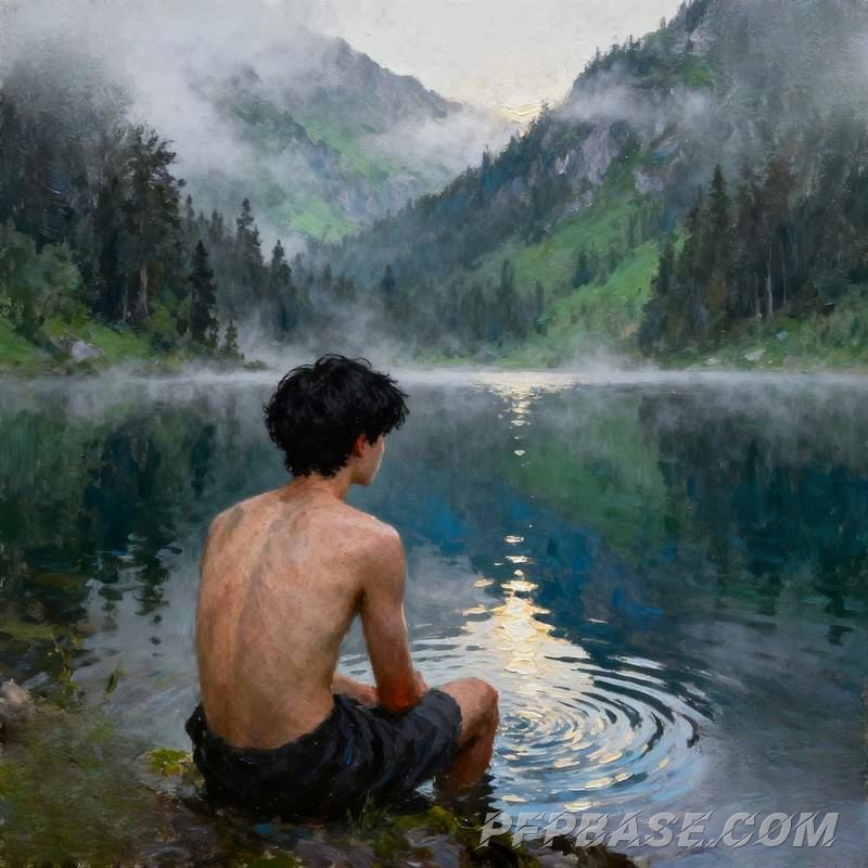 Image 12: anime male head, stormy cliff, graffiti city, misty forest, subway night ride, island sunrise