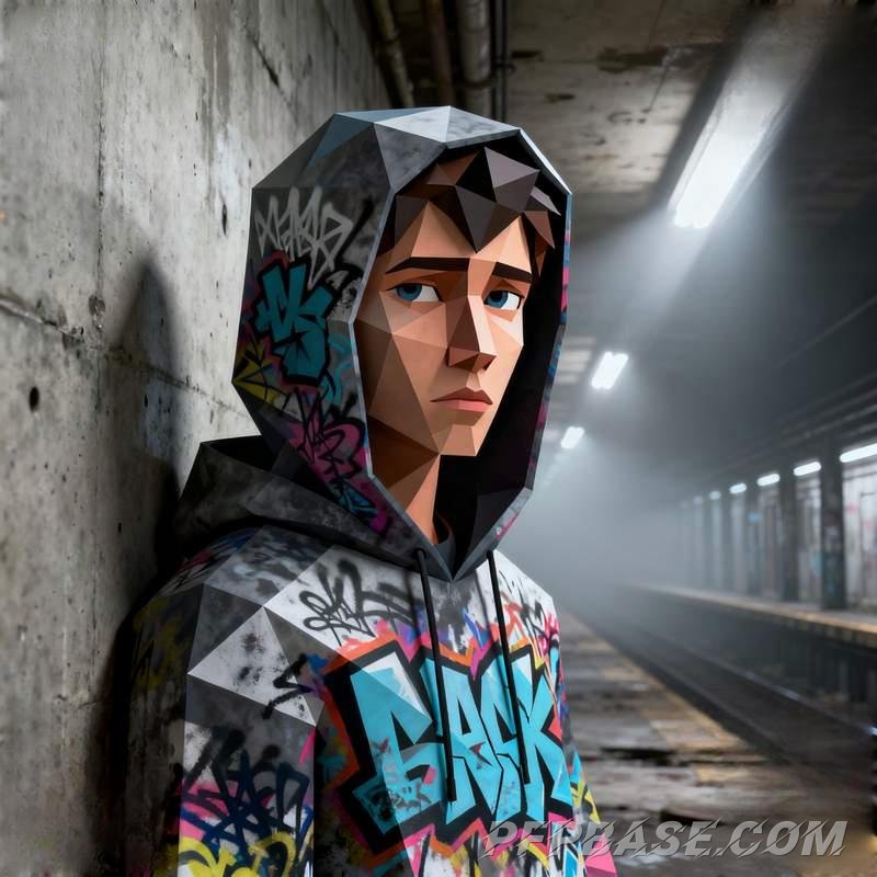 Image 15: anime male head, stormy cliff, graffiti city, misty forest, subway night ride, island sunrise