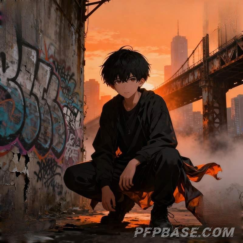 Image 8: anime male head, stormy cliff, graffiti city, misty forest, subway night ride, island sunrise