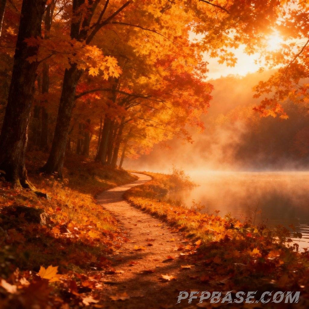 Image 7: dreamy, autumn, maple forest, serenity, play of light and shadow