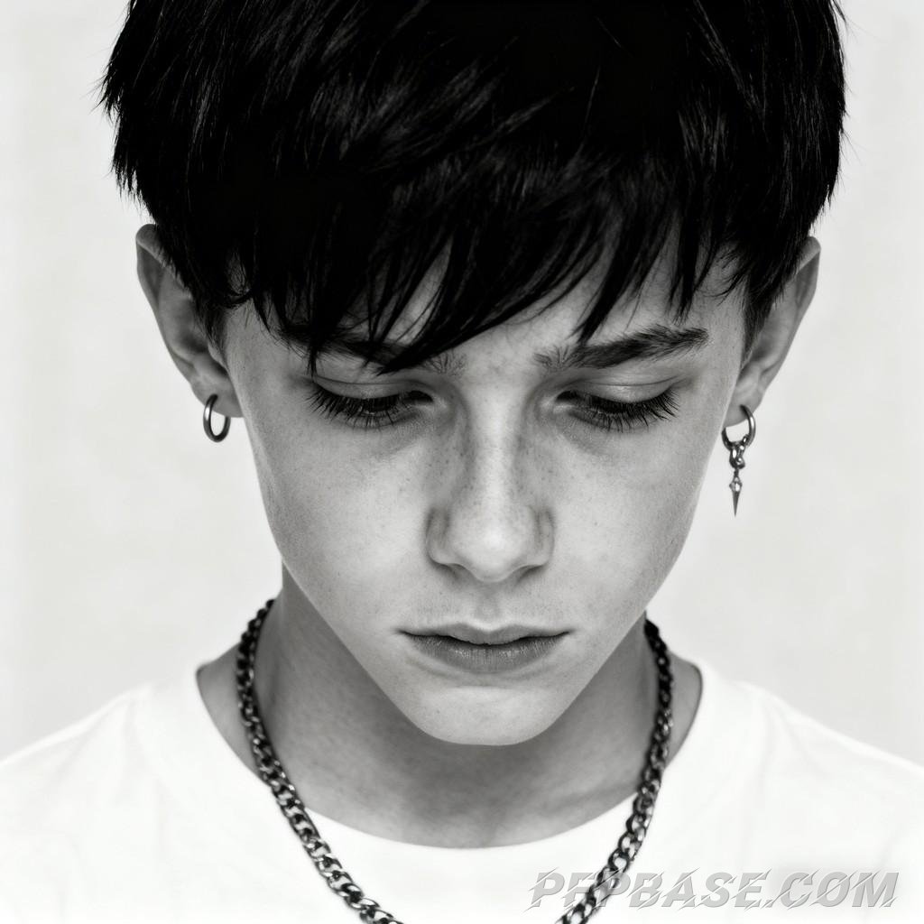 Image 8: blonde blue eyes, silver-haired city, dark sweater, red-haired enigma, light blonde in contemplation