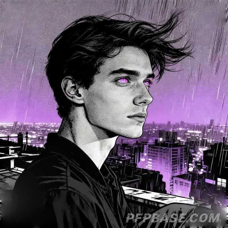 Image 7: man, cliff, dark forest, red earth plain, glacier, star trail