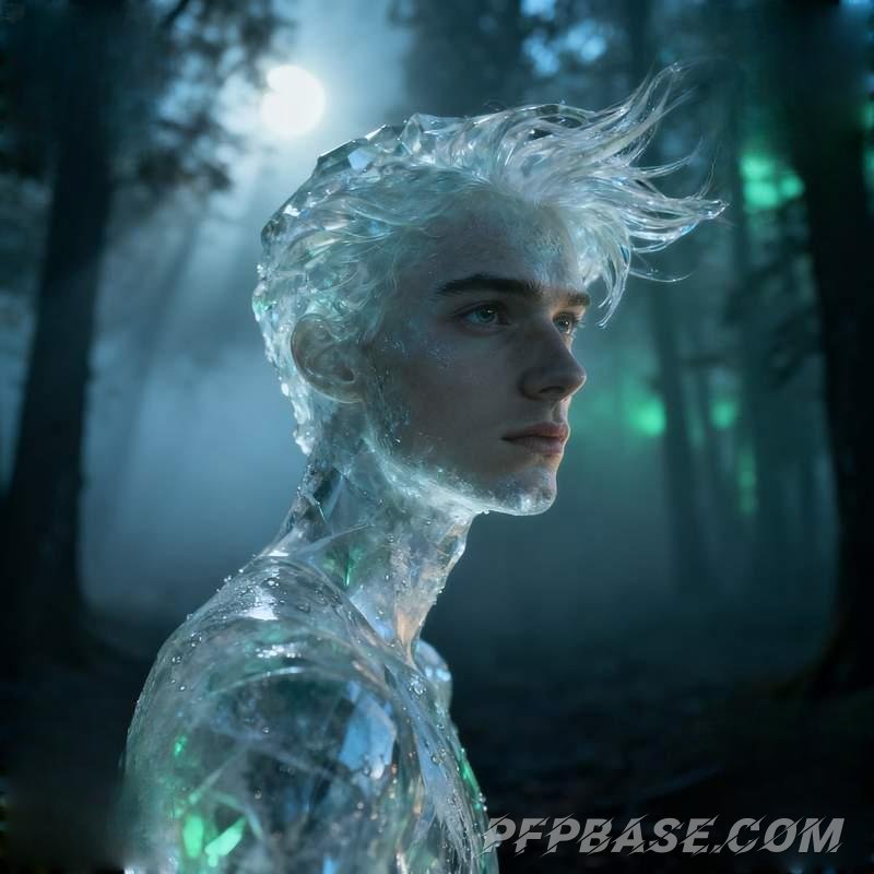 Image 8: man, cliff, dark forest, red earth plain, glacier, star trail