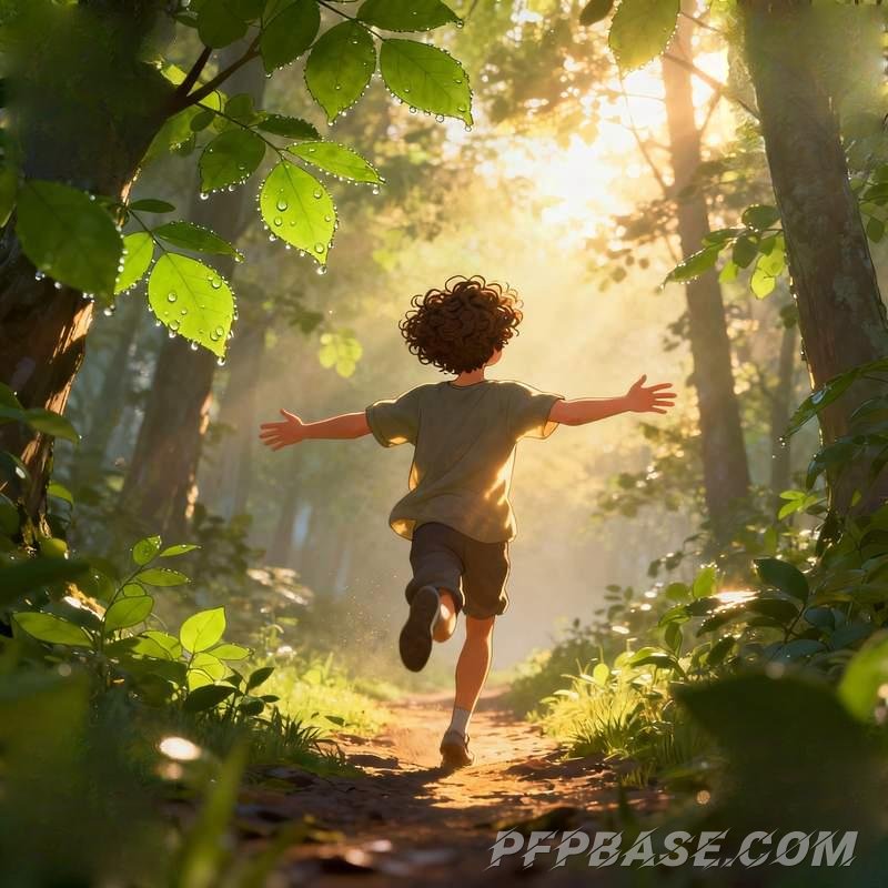 Image 4: sunlit boy, wheat field, lakeside, forest path, flower sea, stream