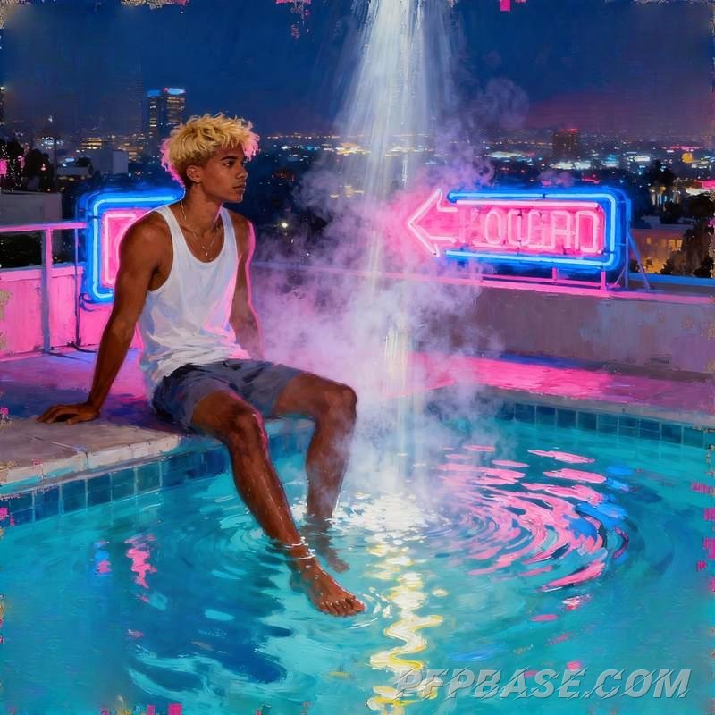 Image 2: trendy guy, graffiti wall, black sand beach, rooftop pool, desert oasis, Nordic cabin