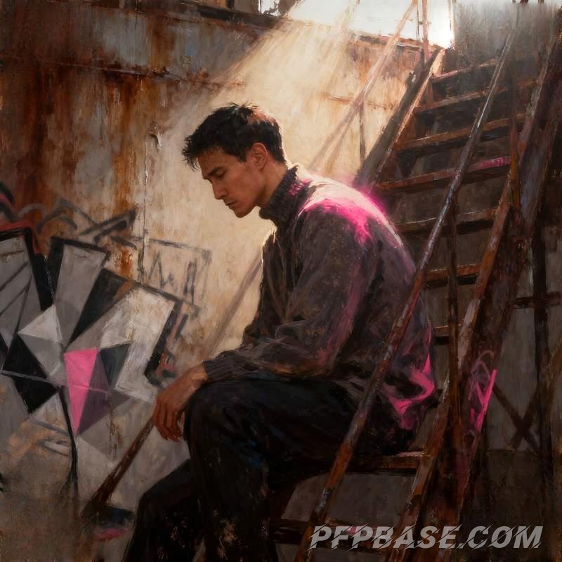 Image 7: trendy guy, commanding presence, super cool, urban rooftop, abandoned factory, seaside cliff