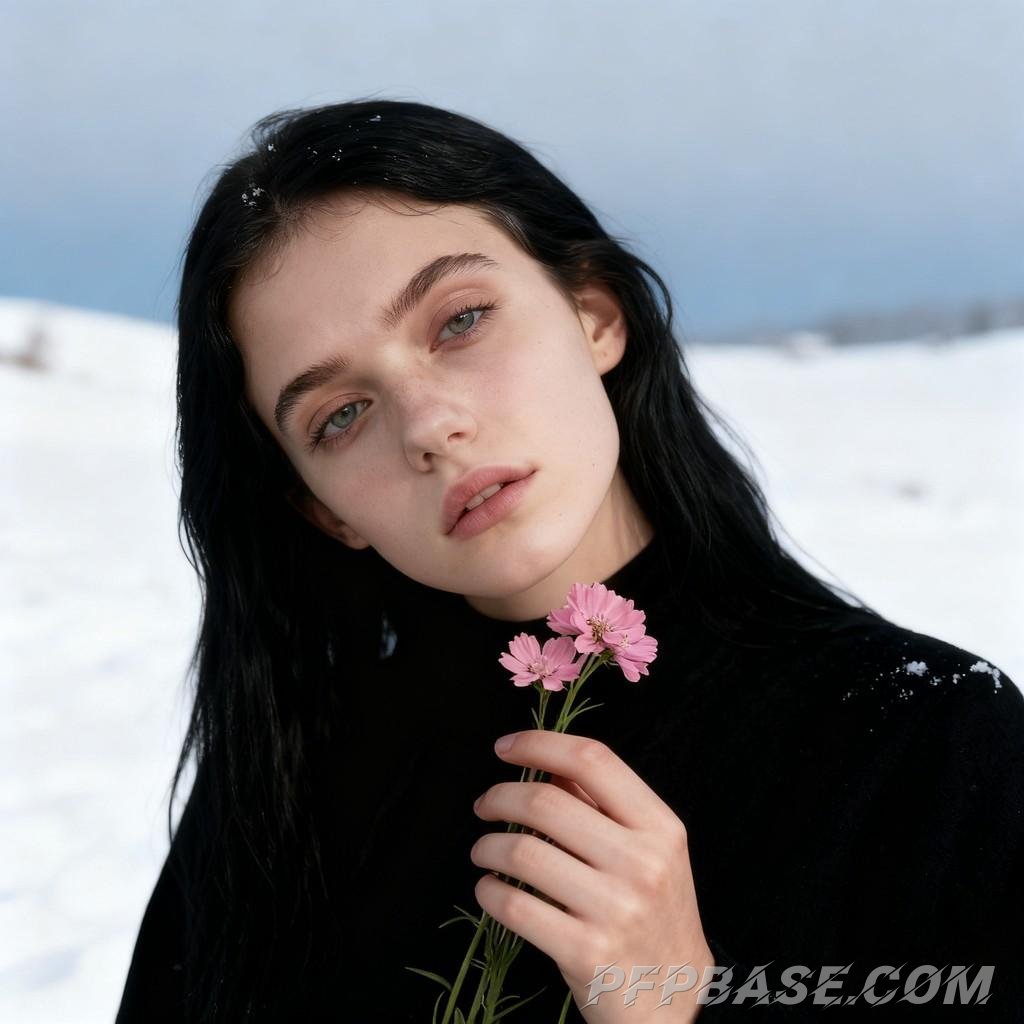 Image 3: dreamy languor, elegant aloofness, mysterious in snow, melancholy against light, serene poetry