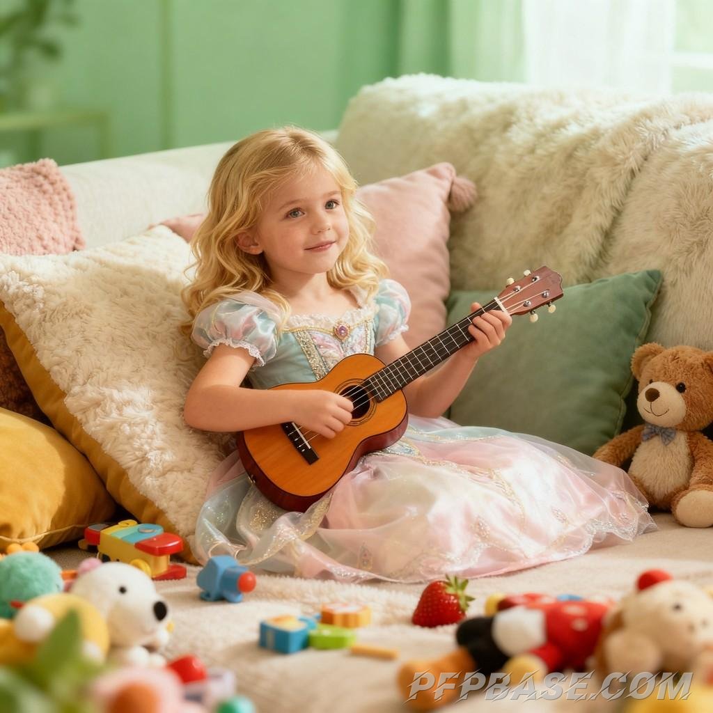 Image 4: cute, childlike innocence, cozy home, relaxation, joy