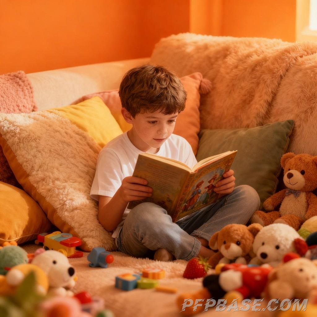 Image 7: cute, childlike innocence, cozy home, relaxation, joy