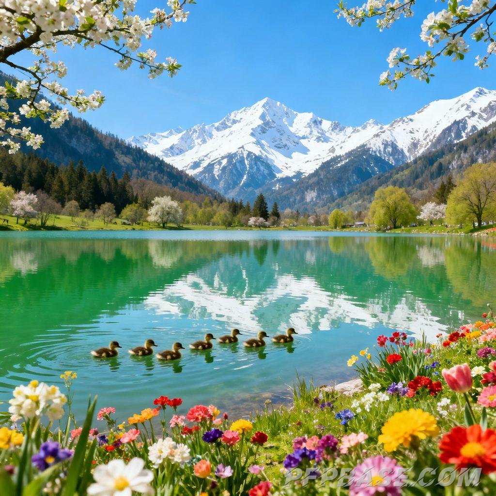 Image 4: snow-capped mountains, serene lake, natural scenery, tranquility, beauty