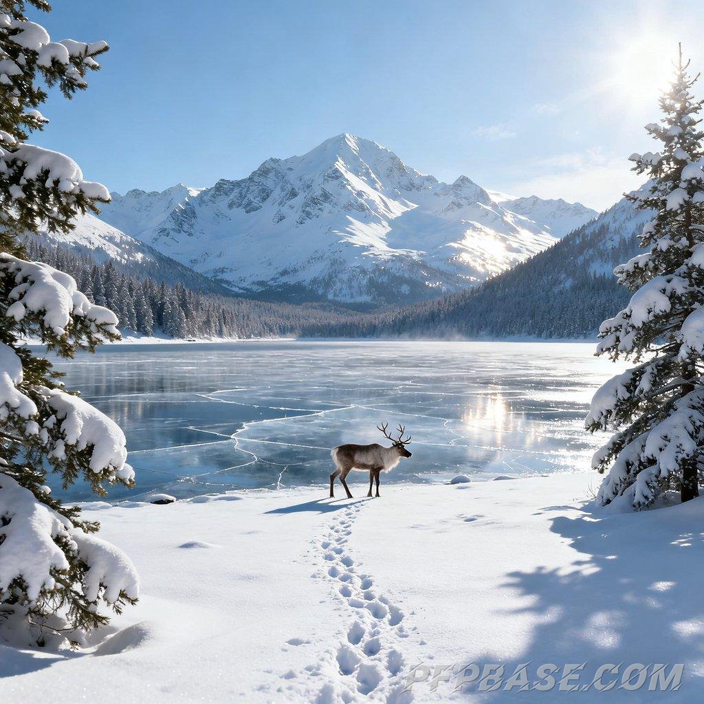Image 6: snow-capped mountains, serene lake, natural scenery, tranquility, beauty