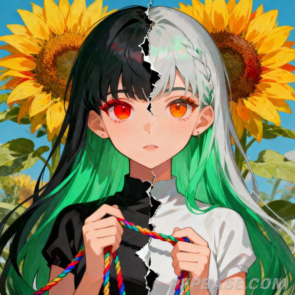 Image 6: futuristic city, enigmatic split, fresh summer, gentle contemplation, warm comfort, cool rebellion