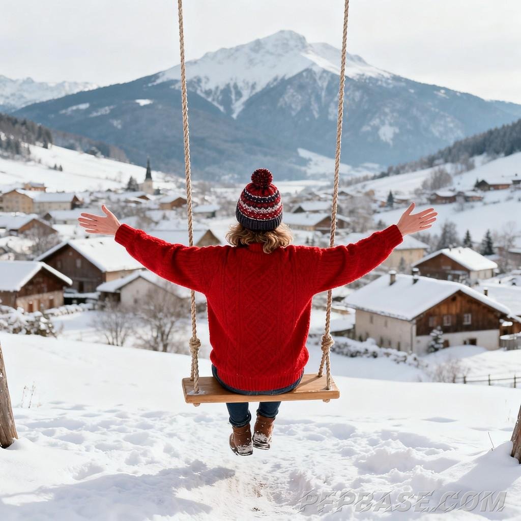 Image 1: sitting quietly by sea, gazing at sky, arms wide open, snowy mountains on prairie, leaping in fields