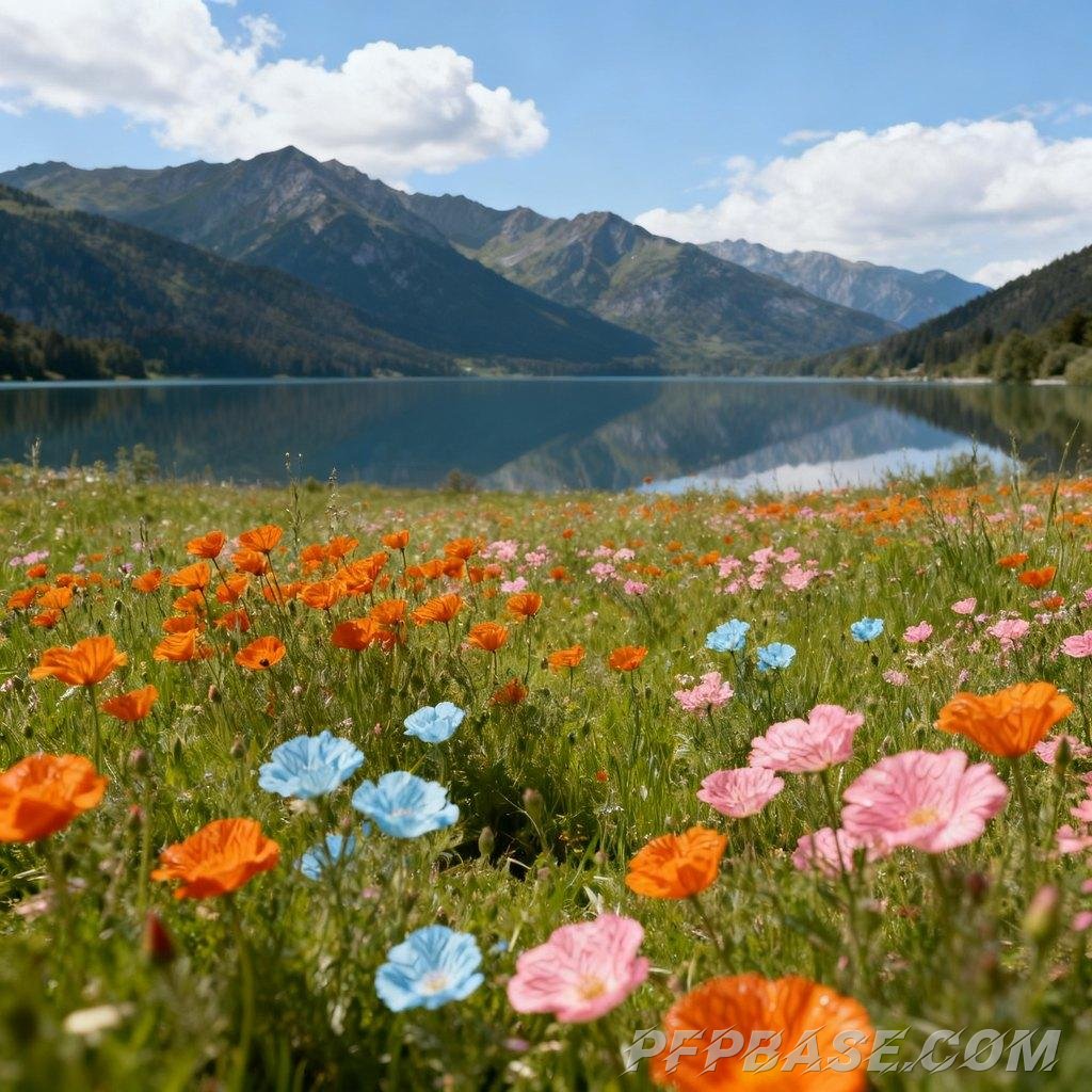 Image 5: hidden paradise, natural scenery, sea of flowers, lake and mountain views, dreamlike beauty