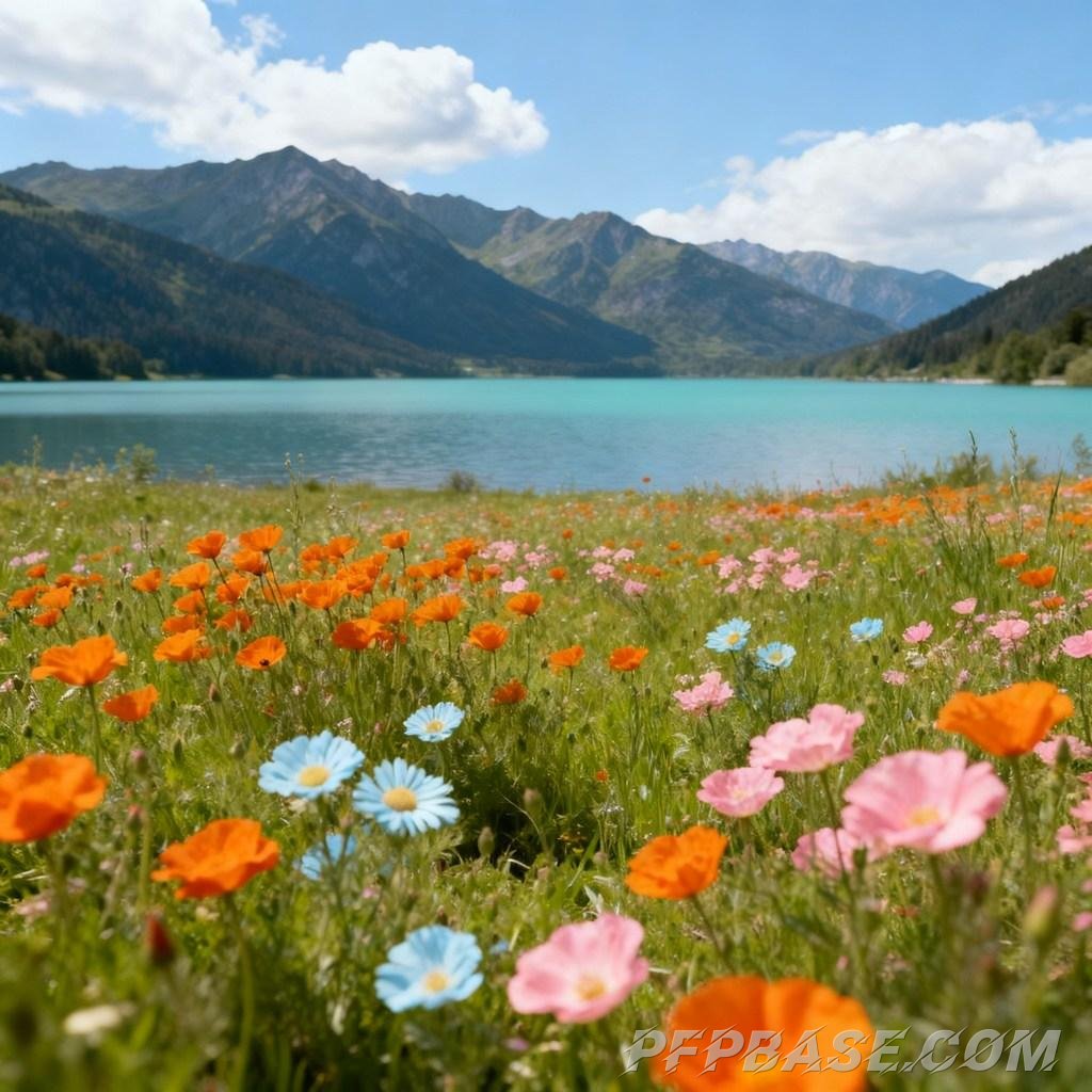 Image 6: hidden paradise, natural scenery, sea of flowers, lake and mountain views, dreamlike beauty