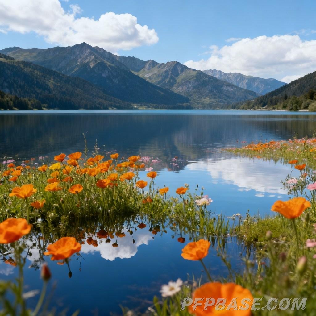 Image 7: hidden paradise, natural scenery, sea of flowers, lake and mountain views, dreamlike beauty