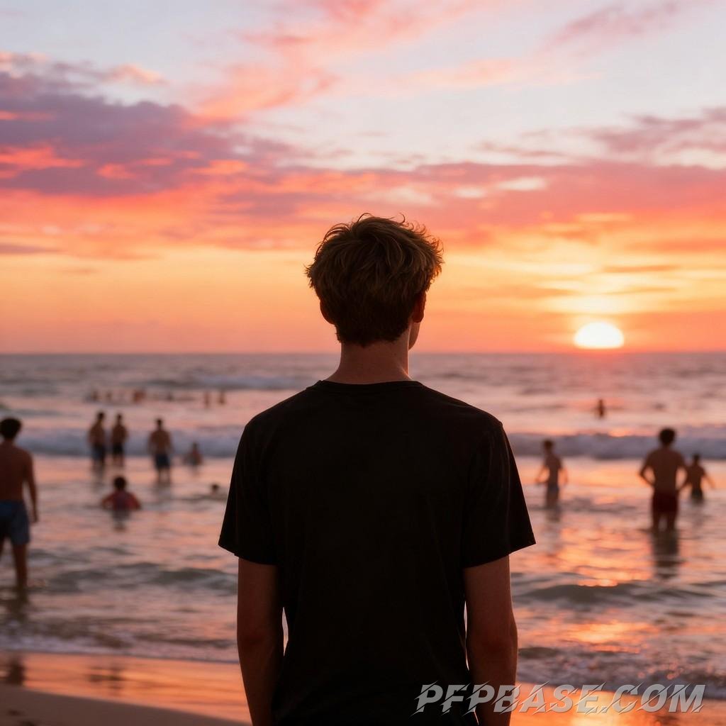 Image 4: silhouette, mountain peak, coastline, rainy night, knight, sunset