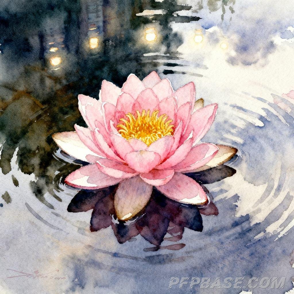 Image 4: dreamy, soothing, pink, water lily, water surface