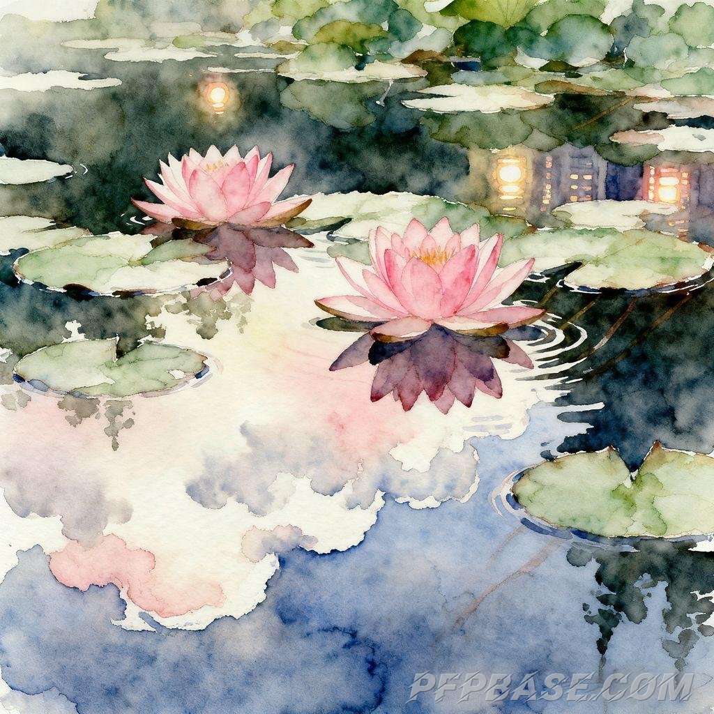 Image 8: dreamy, soothing, pink, water lily, water surface