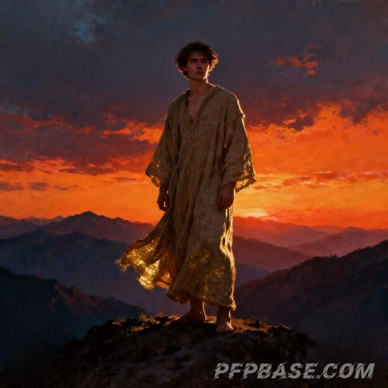 Image 1: young boy, mountain range, graffiti wall, volcano, oasis, data stream