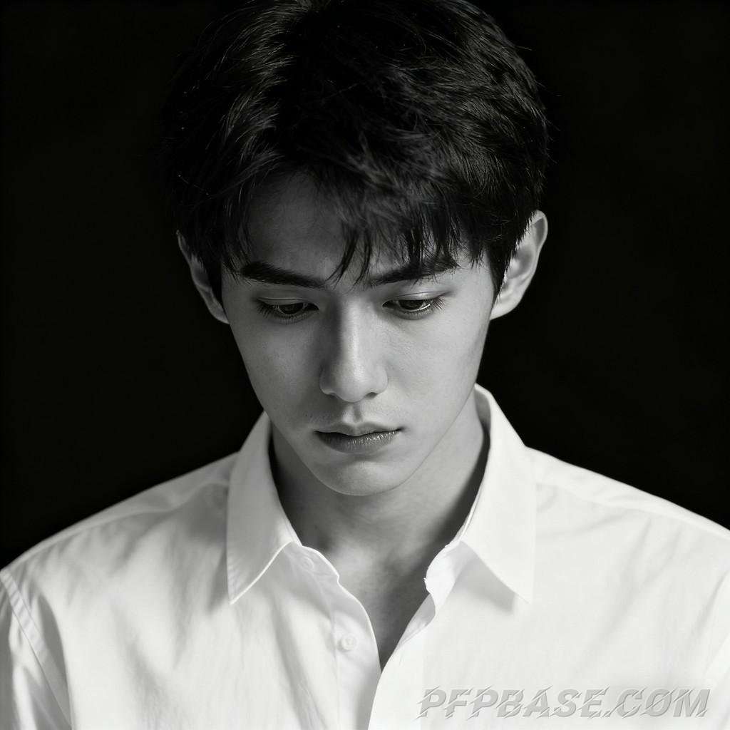 Image 2: dark, melancholic, stylish, black and white, male