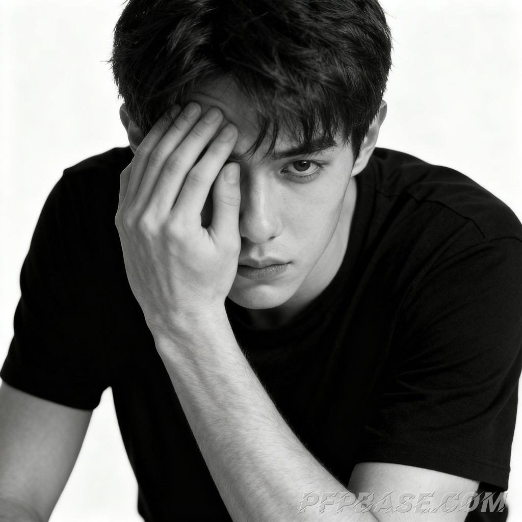 Image 5: dark, melancholic, stylish, black and white, male