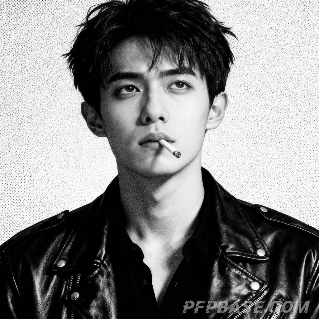 Image 6: dark, melancholic, stylish, black and white, male